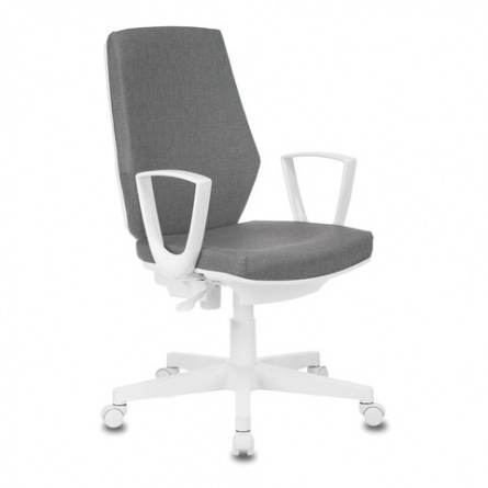 Кресло CH-W545, с подлокотниками, пластик белый, ткань, серое, 1409522 фото 1