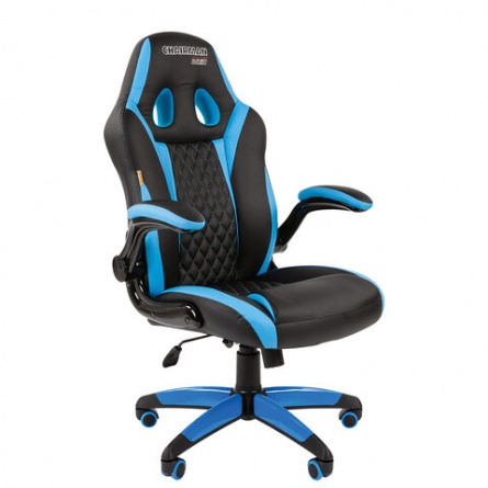 Кресло компьютерное СН GAME 15, экокожа, черное/голубое, 7022779 фото 1