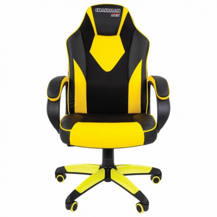 Кресло компьютерное СН GAME 17, ткань TW/экокожа, черное/желтое, 7028515 фото 3