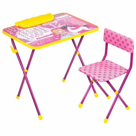 Комплект детской мебели розовый ПРИНЦЕССА: стол + стул, пенал, BRAUBERG NIKA KIDS, 532635 фото 1