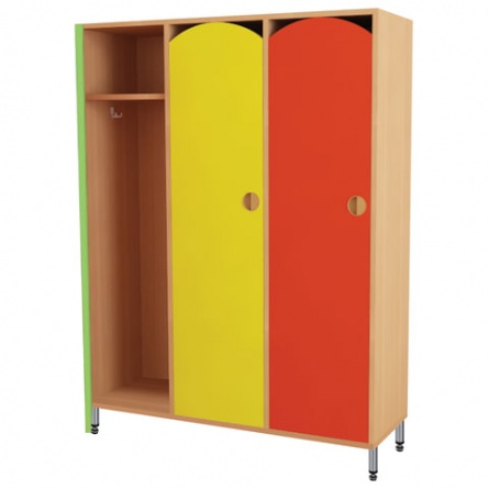 Шкаф для одежды детский, 3 отделения, 1080х340х1340 мм, бук бавария/цветной фасад фото 1