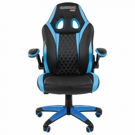 Кресло компьютерное СН GAME 15, экокожа, черное/голубое, 7022779 фото 3