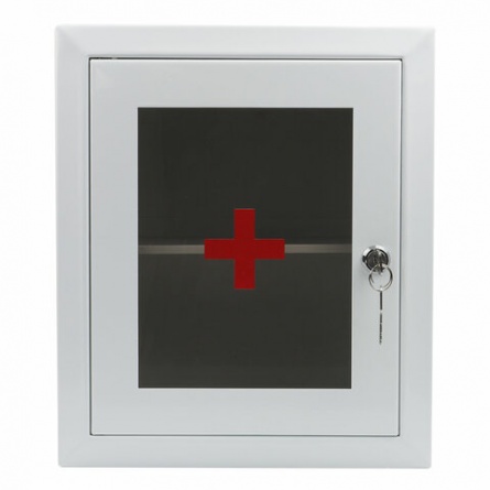 Шкафчик-аптечка металлический, навесной, 1 полка, ключевой замок, стекло, 330x280x140 мм фото 3