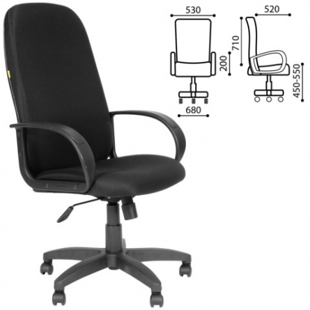 Кресло офисное СН 279, высокая спинка, с подлокотниками, черное, 1138105 фото 1