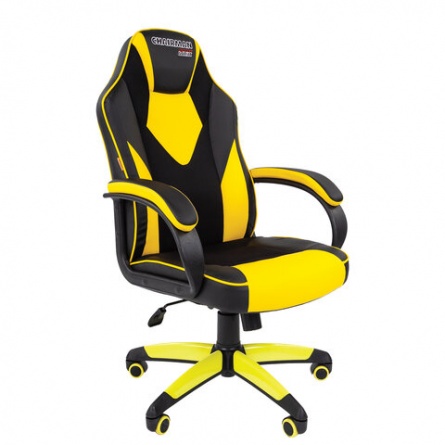 Кресло компьютерное СН GAME 17, ткань TW/экокожа, черное/желтое, 7028515 фото 1