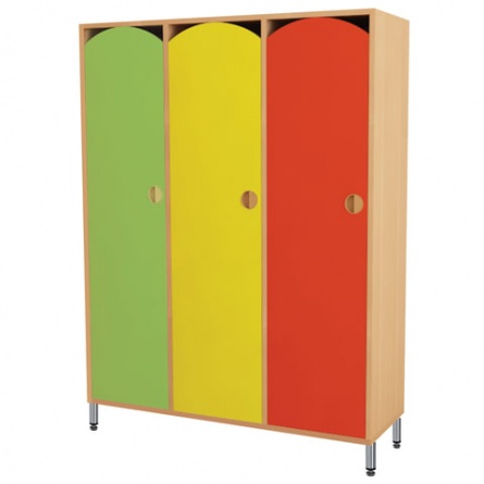 Шкаф для одежды детский, 3 отделения, 1080х340х1340 мм, бук бавария/цветной фасад фото 2
