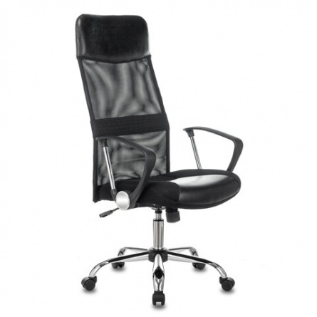 Кресло офисное CH-600SL, хром, ткань-сетка/кожзам, черное, 1380230 фото 1
