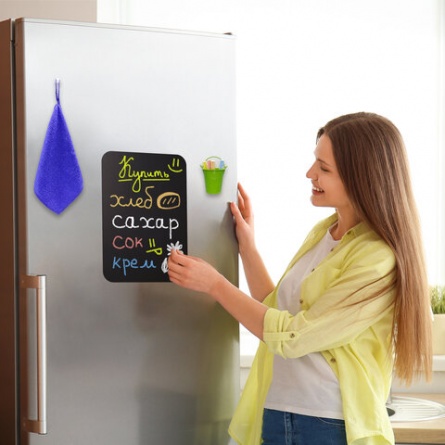 Доска на холодильник магнитно-меловая 30х21 см с мелками, магнитом и салфеткой, BRAUBERG, 237843 фото 3