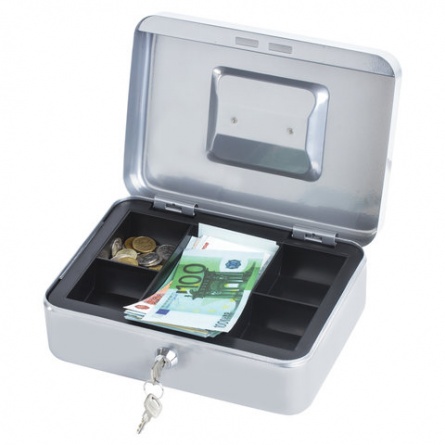 Ящик для денег, ценностей, документов, печатей, 90х180х250 мм, ключевой замок, серебристый, BRAUBERG, 291059 фото 3